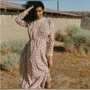 Doen Gabrielle Dress in Burgundy Songbird Toile